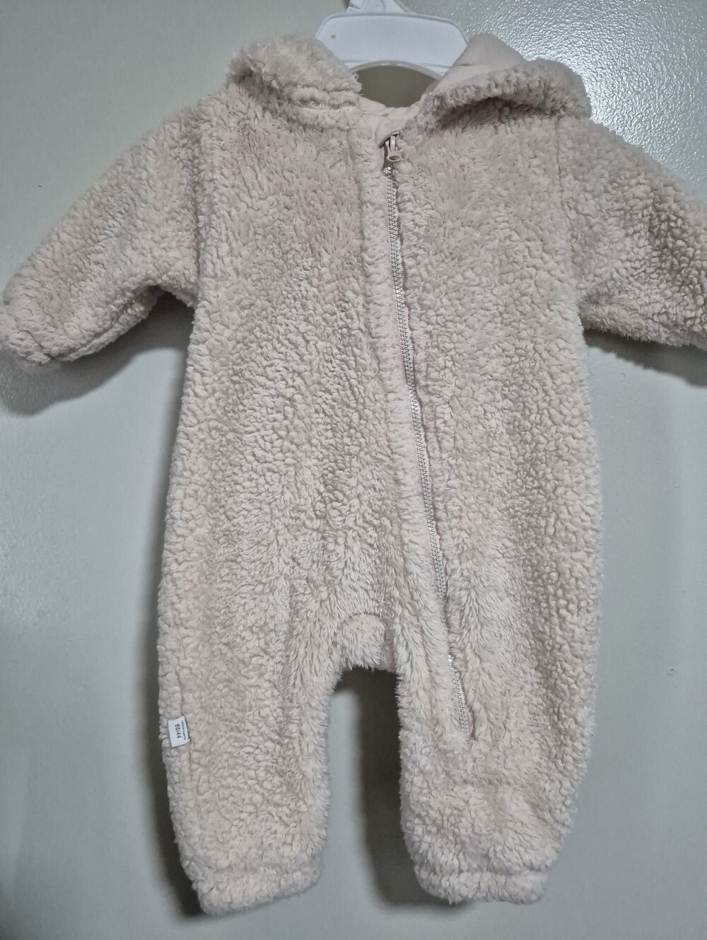 Cozy Cream Plush Hooded Baby One-Piece Footie
